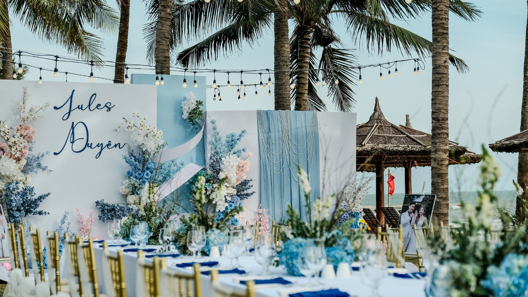 wedding set up by the sea